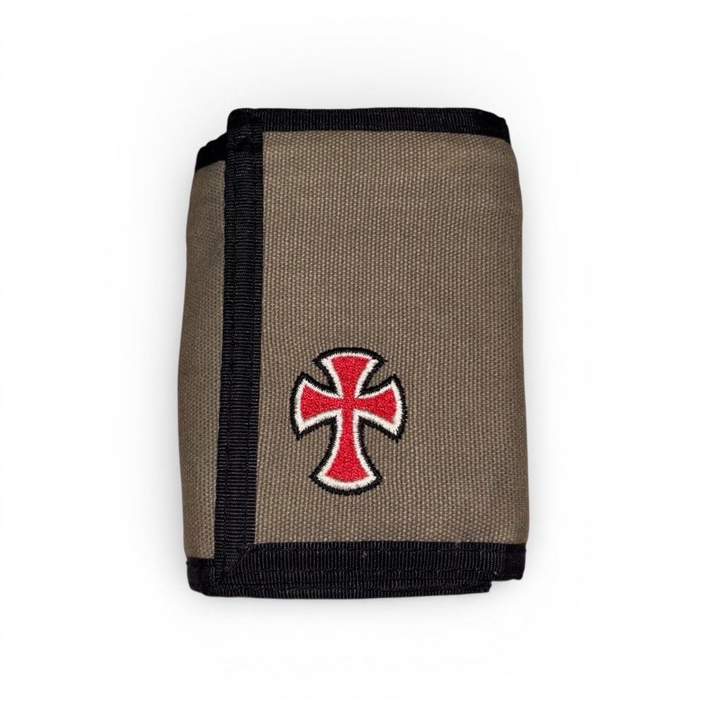 Gray Wallet with Red Cross Patch